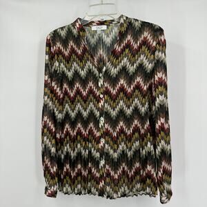 Tinta Womens Top EU 40 US M Geometric Pleated Boho Festival Artsy Spain Chevron‎